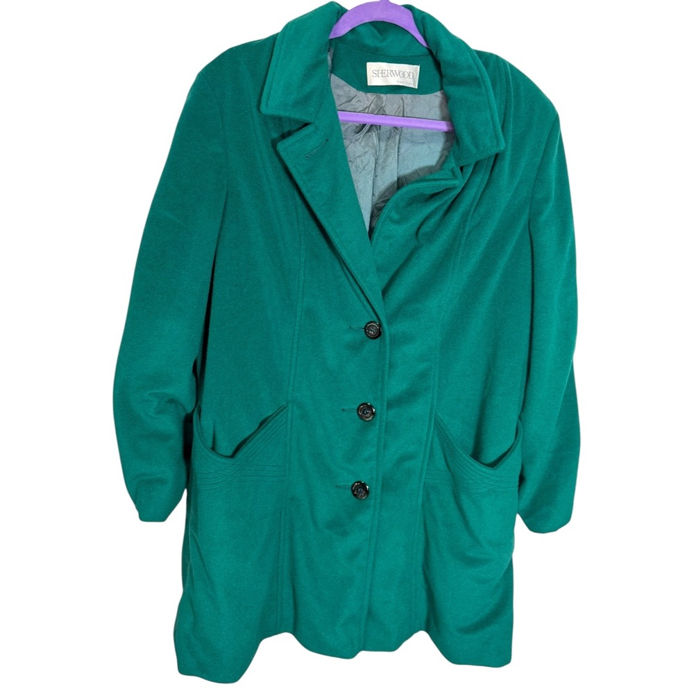 Sherwood XL Green Overcoat Button Up Pocket Vintage Dark Academia Retro Made USA